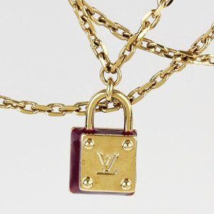 Louis Vuitton Lock'N'Roll Red Enamel Gold Tone Necklace Louis Vuitton